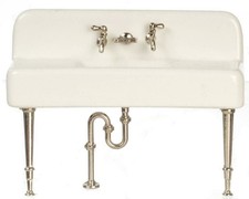 Dolls House Miniature Unassembled 1:12 Porcelain Chrome Victorian Kitchen Sink