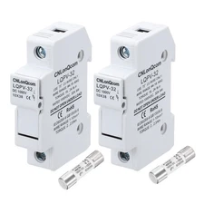 2PCS Solar Fuse Holder with 2 Fuse Core, DC 1000V 30A Single Pole 10x38mm DIN...