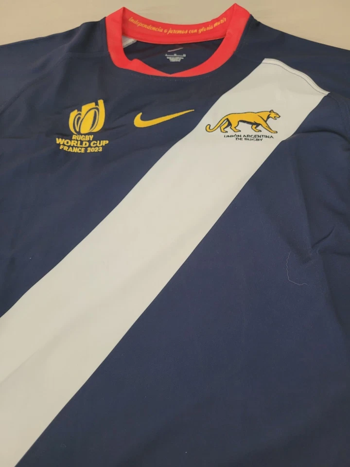 Large Argentina Rugby Los Pumas 2023 Away Jersey, Nike, Polo World Cup UAR Blue - Image 3 of 4