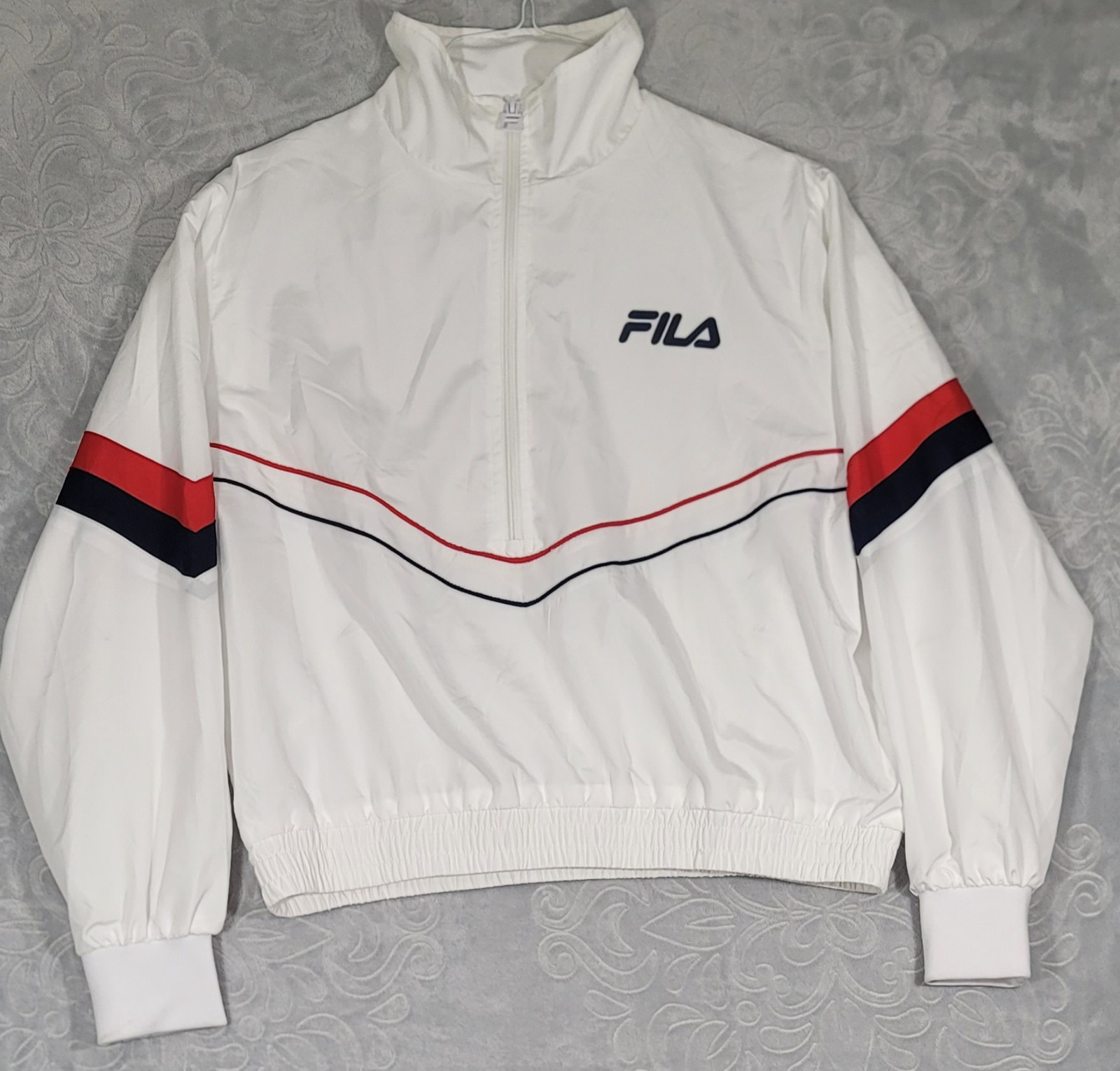 FILA Chiaki giacca a vento sportiva donna vestibilità regolare bianca 1 2 zip taglia large