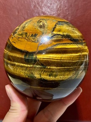 3.66 inch Tiger's Eye Crystal Ball - Golden Yellow Stone Sphere - 2.71LB