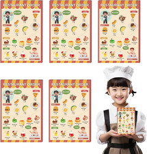 6 Pcs Pretend Play Restaurant Menu Play Restaurant for Kids 4X6 Inch Kids Preten