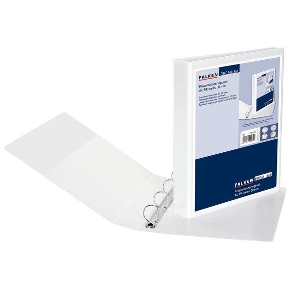 Exacompta Falken Premium PräSentationsringbuch A4 4-Ring Weiß, 4 Ring, 30Mm Ø-image