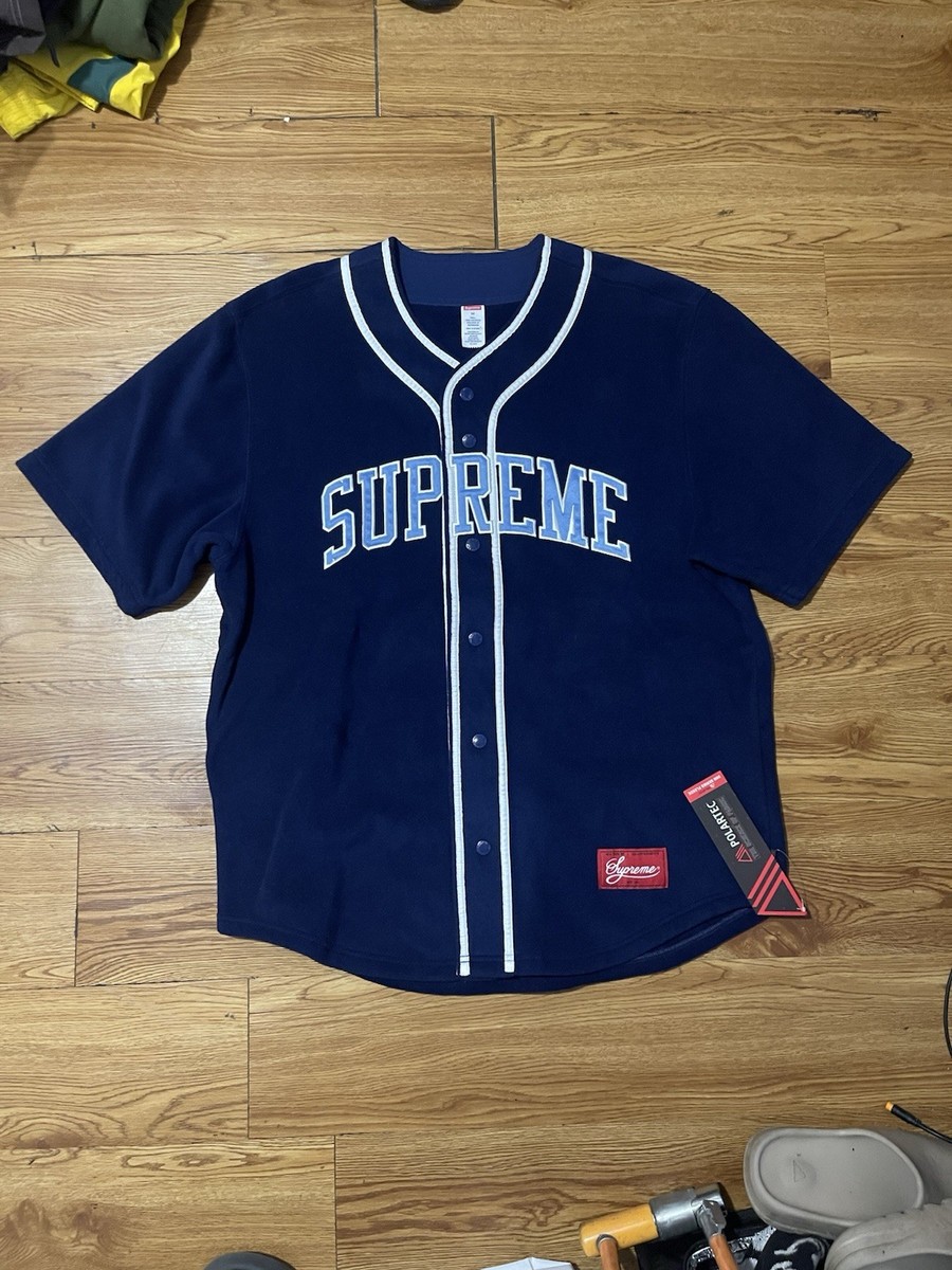 Supreme Polartec Baseball Jersey Navy Size Medium | eBay