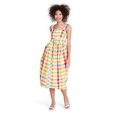 Christopher John Rogers for Target Size 12 Plaid Wide Strap Tie Waist Dress