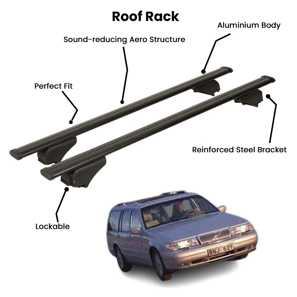 2 Pcs Black Cross Bars for VOLVO 940 SW 1990 1999 eBay