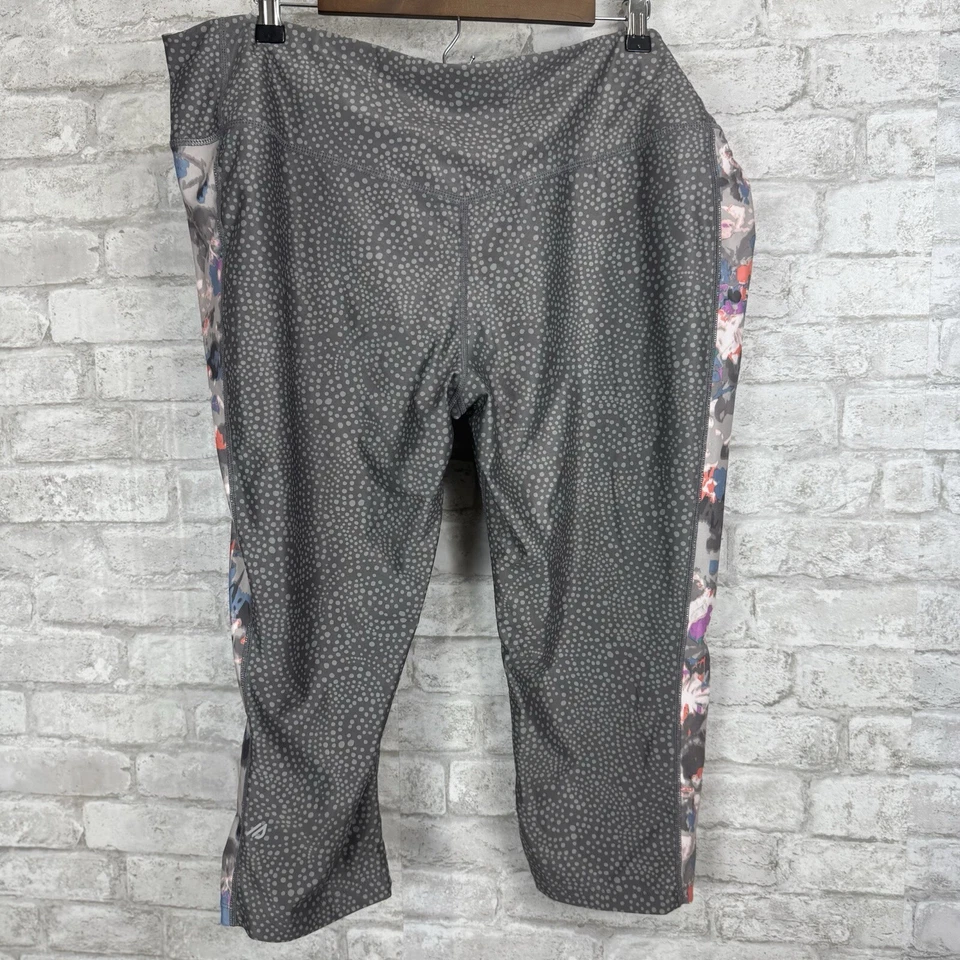 Eddie Bauer Talla 2XL Capri Leggings Recortados Gris Punto y Floral Rayas Laterales Foto 4 de 4