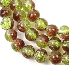 8mm Czech Glass Crackle Cracked Round Beads - Moss Green 16"