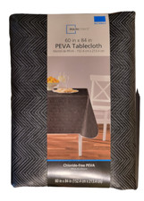 Mainstays 60" x 84" Grey Herringbone Peva Tablecloth - New