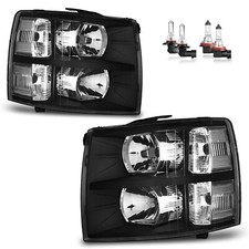 Pair Headlights For 2007-2013 Chevy Silverado 1500 2500hd Clear Reflector Wbulb