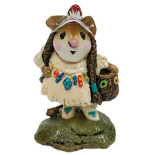 Wee Forest Folk M-107b Running Doe & Little Dear - Blue (Retired)