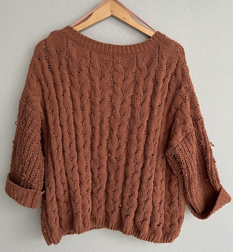 Miracle USA Burnt orange knit sweater top 3/4 sleeves M/L shirt - Picture 12 of 16