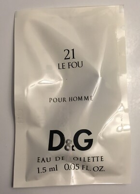 Lot 2 x Dolce & Gabbana D&G #21 Le Fou Pour Homme EDT Sample 1.5ml/0.05oz