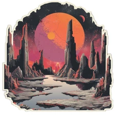 Other Worlds Glow in the Dark Stickers Sci-Fi Fantasy Art Space Planets Laptop