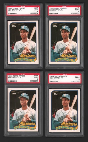 Lot of (4) Ken Griffey Mariners HOF 1989 Topps #41T Rookie Card Rc PSA 9