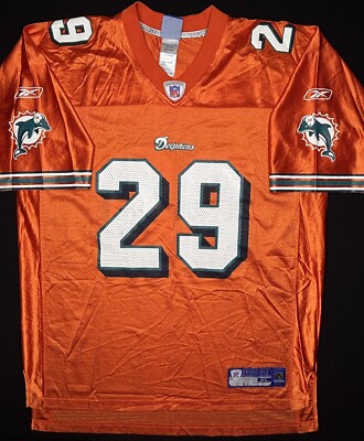 RARE ORANGE Miami Dolphins #29 Sam Madison JERSEY NFL REEBOK Men's