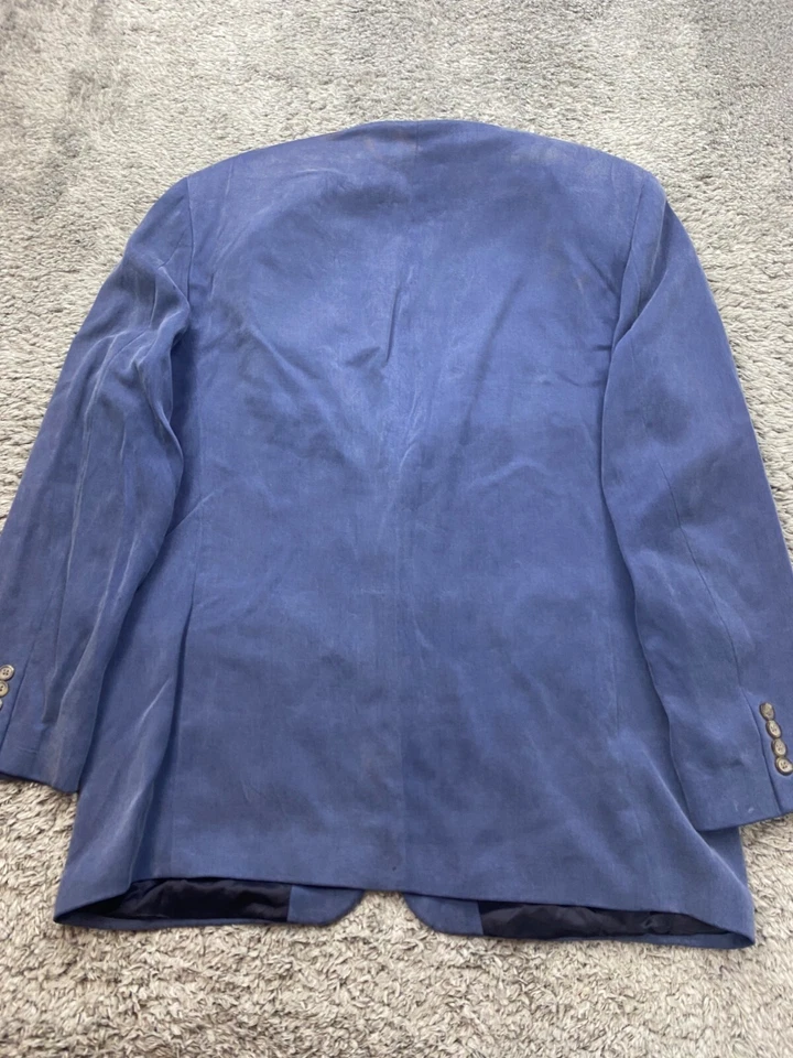 Blazer Ralph Lauren Masculino 43T Alto Azul Tencel Camurça Artificial Casaco Esportivo Jaqueta Antiga - Imagem 2 de 4