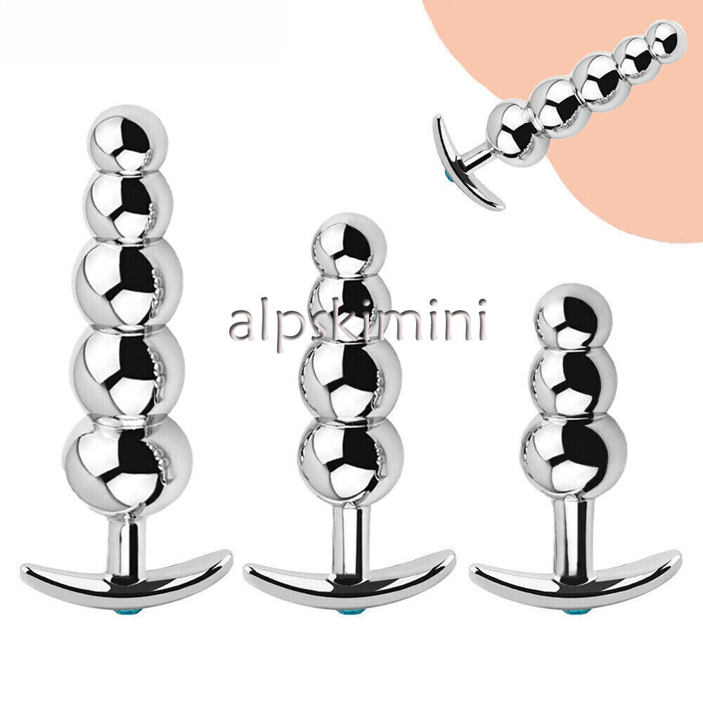 butt plugs vs anal beads Metal Anal Beads Butt Plug Set Outerdoor Small Large G Spot Dildo Insert  Sex Toy