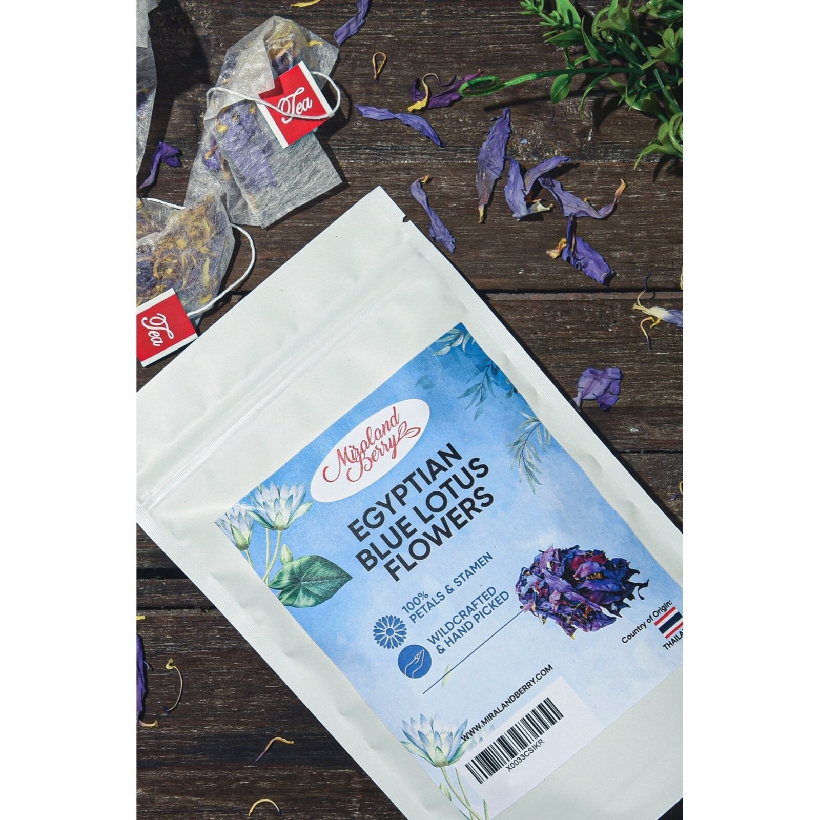 Bolsa de té egipcia azul flor de loto (50 piezas pirámide fibra de maíz)