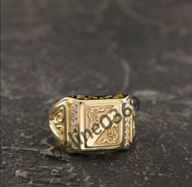 Anillo de compromiso meñique estilo diamante natural real para hombre boda plata real Foto 4 de 4