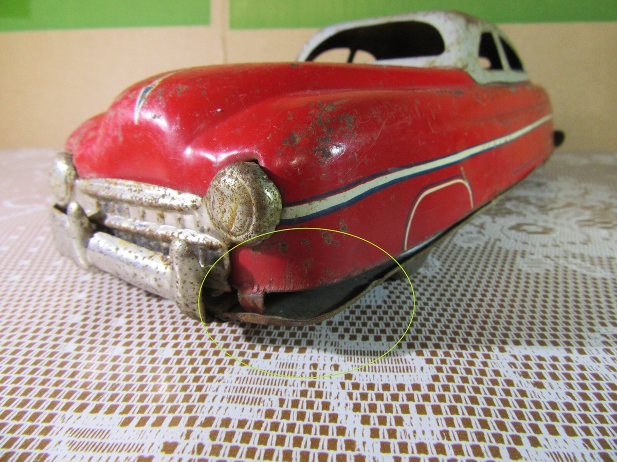 Voiture Ancienne Memo 306 - Tôle Lithographiée Bleue - France 1955 - 28,6 Cm