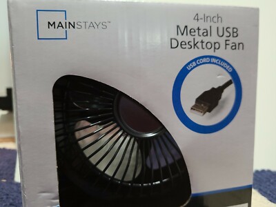 Mainstays Mini 4 Inch Metal Table Desk Fan Pivoting Black USB or AC ...