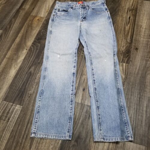 Wrangler 36MWZ Jeans Mens 29x32 Blue Light Wash Denim Slim Fit Straight Cowboy
