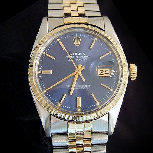 Rolex — Rolex Datejust Mens 2Tone 14K Gold Stainless Steel Jubilee Band Blue Dial 16013