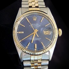 Rolex Datejust Mens 2Tone 14K Gold Stainless Steel Jubilee Band Blue Dial 16013