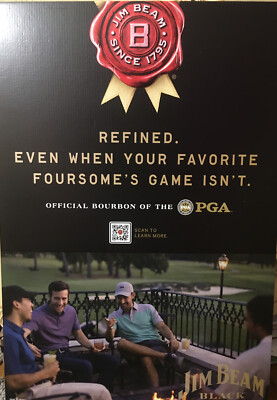 Jim Beam / PGA  Official Bourbon Of The PGA Cardboard Sign  Double Sided