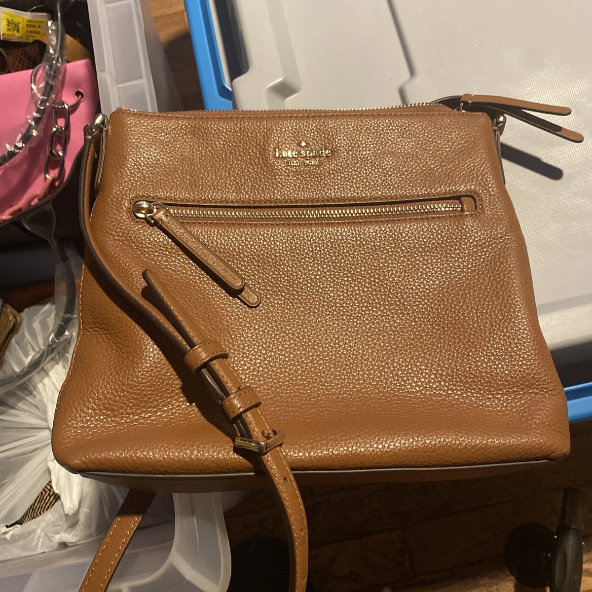 Kate Spade Jackson Top Zip Leather Crossbody Bag in Brown