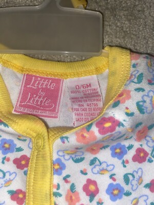 Vintage 90s Baby Girl Body Suit Little By Little Floral Yellow 0-6