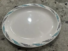 Homer Laughlin Turquoise And Grey Platter For Edward Don And Company