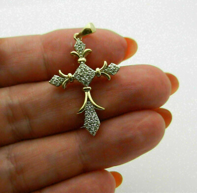 2Ct Lab Created Diamond Tree Cross Pendant Necklaces 14K Yellow Gold Plated