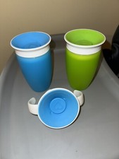 Munchkin Miracle 360 Green/Blue Sippy Cup - Learning Cup 10oz Set Of 2