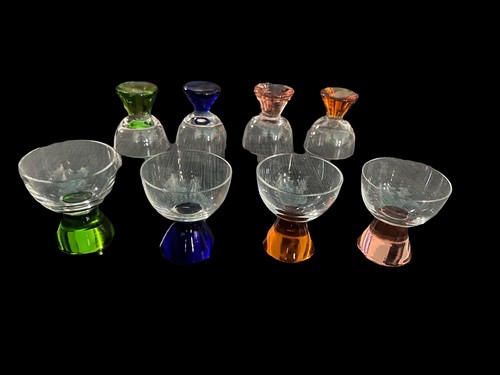 Retro Lot 8. 2.25" Colored Shot Cordial Sake Glasses - Picture 4 of 5