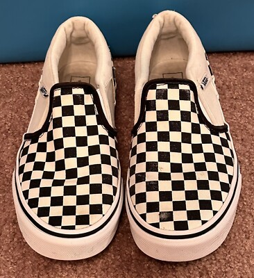 Vans Asher Unisex Kids Youth Girls Canvas Checkered Skate Slip On Shoes  Size