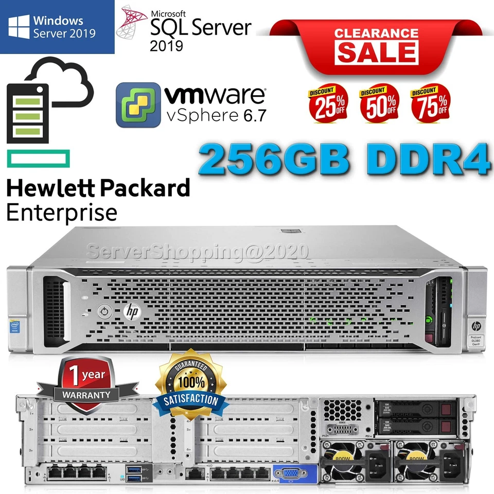 HP ProLiant DL380 Gen9 LOT 28-Core E5-2697v3 512GB DDR4- 9.6TB SAS 10K 960GB SSD - Image 2 of 4
