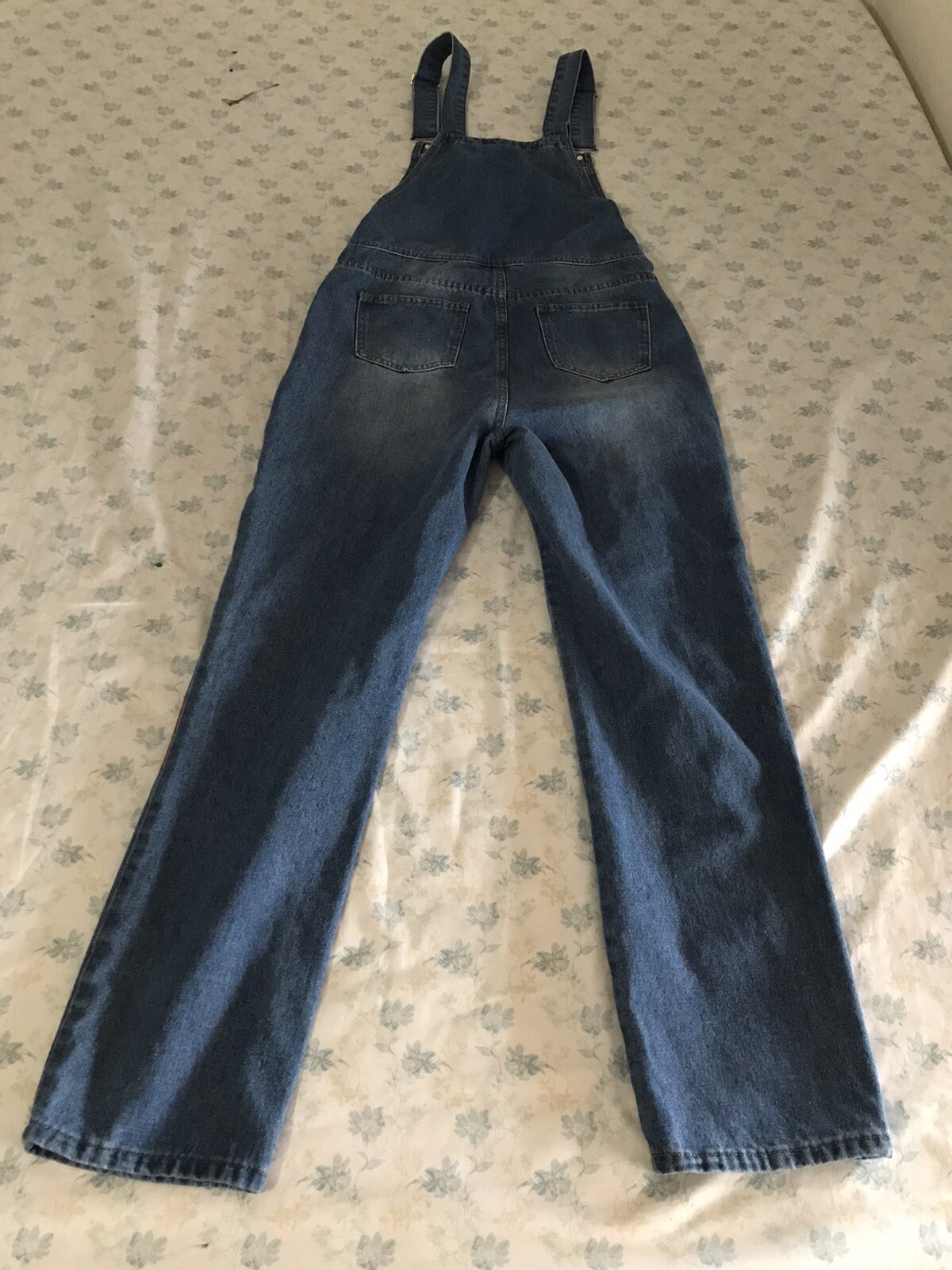 Misslook Denim Overalls S Painted Blue Jeans Romper Hippie Boho image 3
