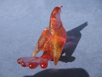 Archimede Seguso Murano Vintage Art Glass Peachy Pink Gold Bird