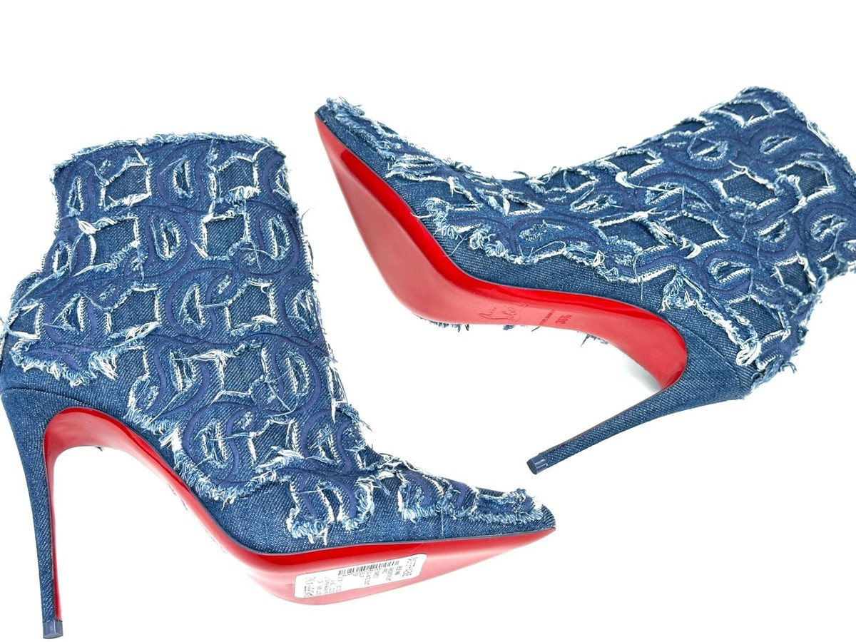 Christian Louboutin SO KATE BOOTY 100 Denim Ankle Bootie Boots