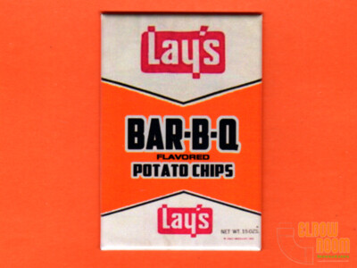 Vintage Lays Bar-B-Q potato chips bag art 2x3'' fridge/locker magnet 
