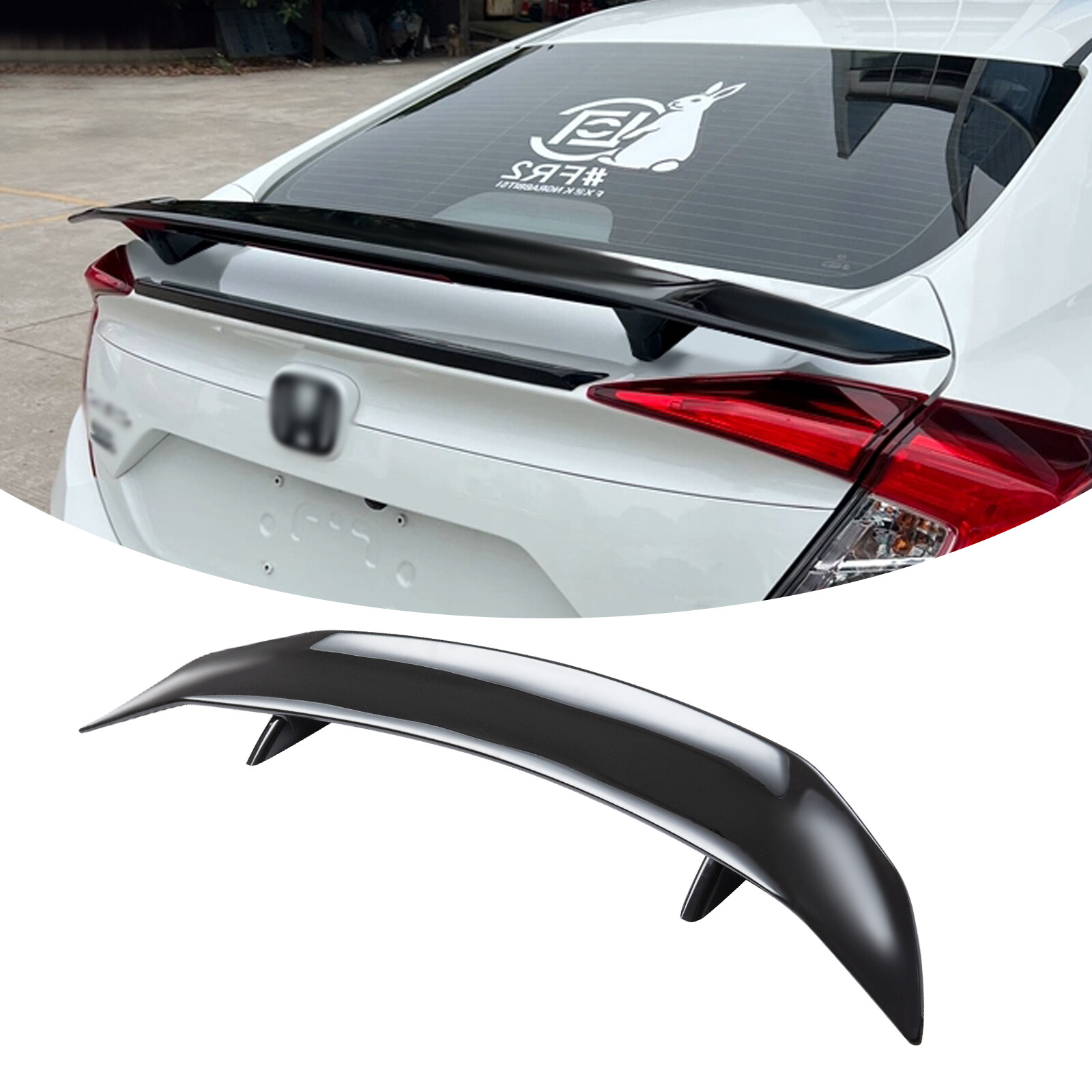 46" GT Style Gloss Black Racing Rear Trunk Spoiler Wing For Honda Civic 10TH Gen