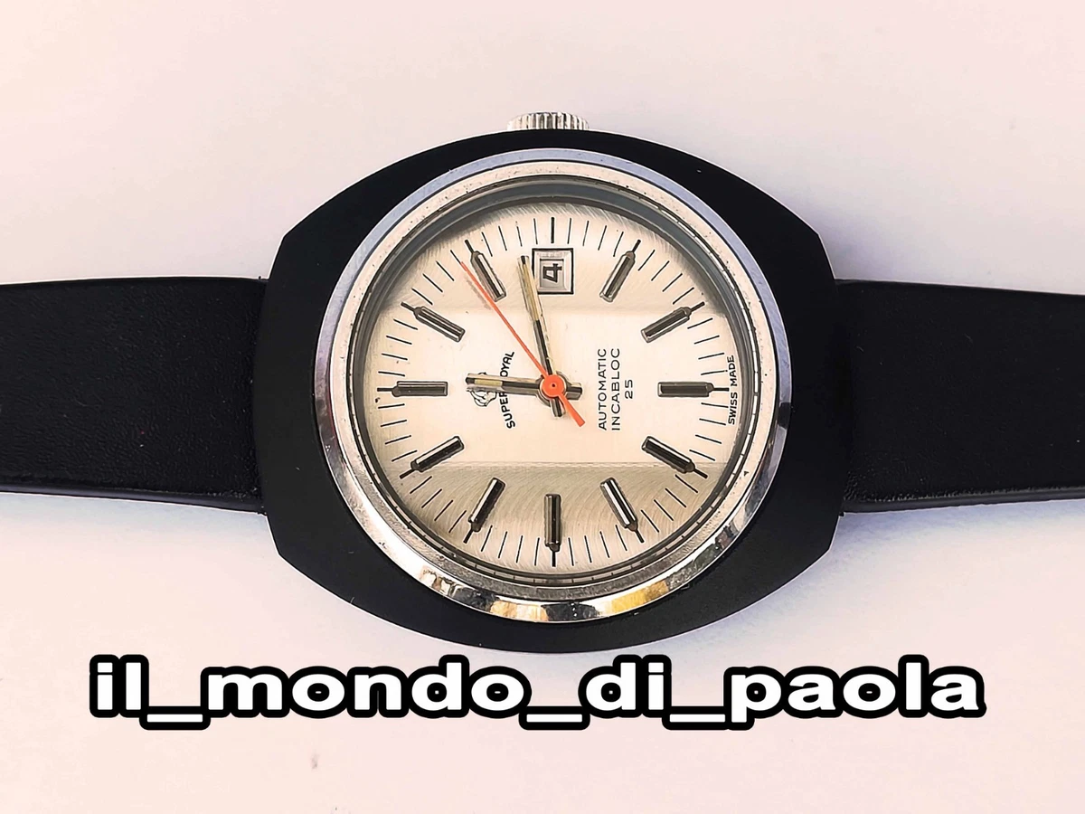 OROLOGIO POLSO SUPER ROYAL AUTOMATIC VINTAGE WATCH DONNA BLACK