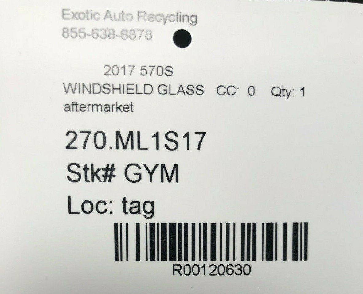 Mclaren 570S, 570GT Coupe, Convertible Windshield Glass New Aftermarket