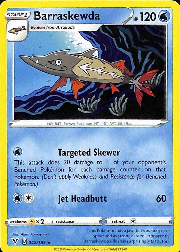 Barraskewda #42/185 Vivid Voltage Pokemon Rare Card - NM