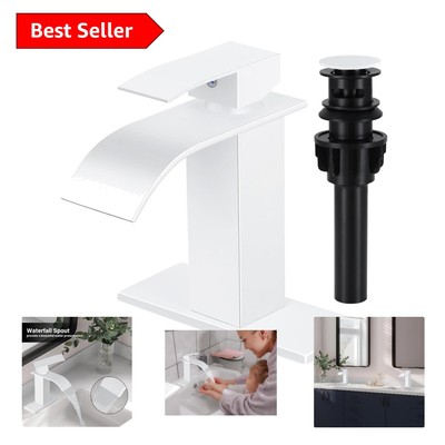 Stylish White Waterfall Bathroom Faucet - Adjustable Temperature & Flow Control