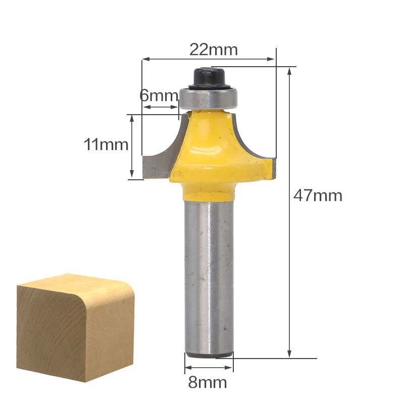 5 Bit Round Over Edge Forming Router Bit Set - 8mm Shank Woodworking cutter - Image 4 of 4