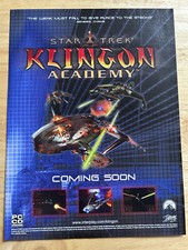 Vintage PC CD Rom Star Trek Klingon Academy Game Original Advert Advertising
