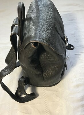 Vintage Black pebbled leather backpack purse Le Donne black pebbled leather backpack or | Mercari main image 4